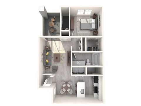 Floor plan for 1 bed, 1 bath